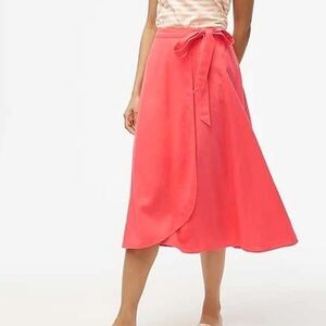J crew coral Pull-on faux-wrap skirt